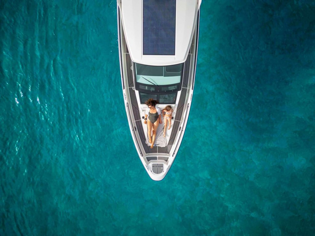 Paralos Yacht Aerial View with Relaxing Guests