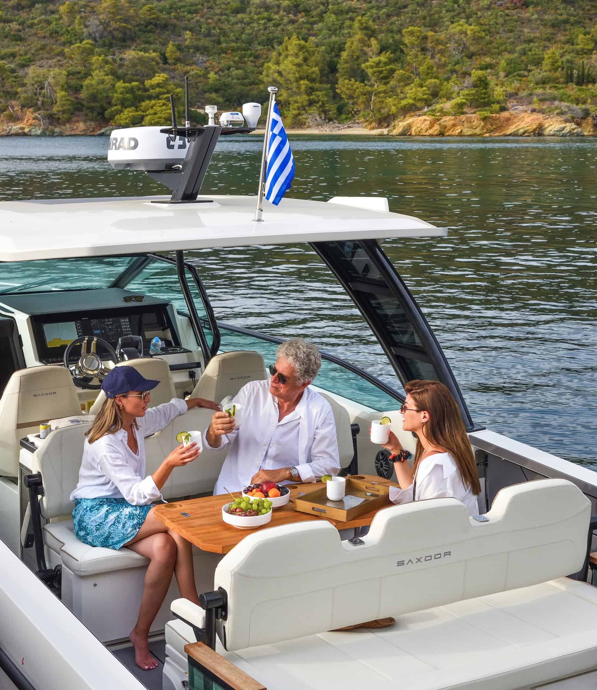 People Enjoying Refreshments on the Deck of Paralos yacht